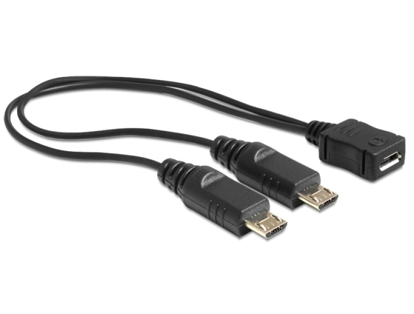 DeLock USB-splitterkabel, 1xMicro B ho till 2xMicro B ha, 20cm, svart