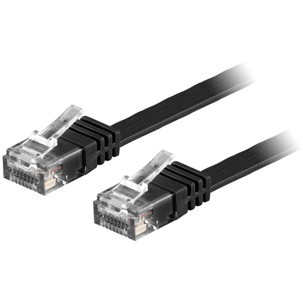 DELTACO U/UTP Cat6 patch cable, flat, 0.5m, 250MHz, black