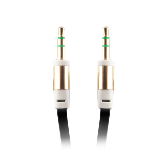 Platte en knoopvrije AUX-kabel 3,5 mm - 1m, zwart (Ha-Ha)