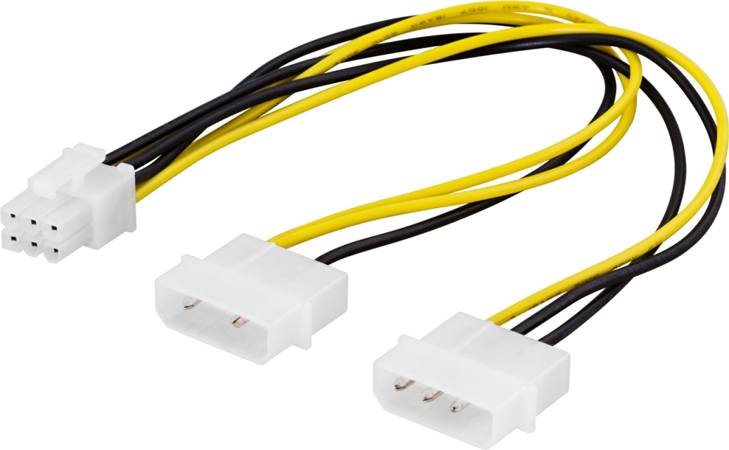 DELTACO adapterkabel 2x4-pin till 6-pin PCI-Express, 25cm