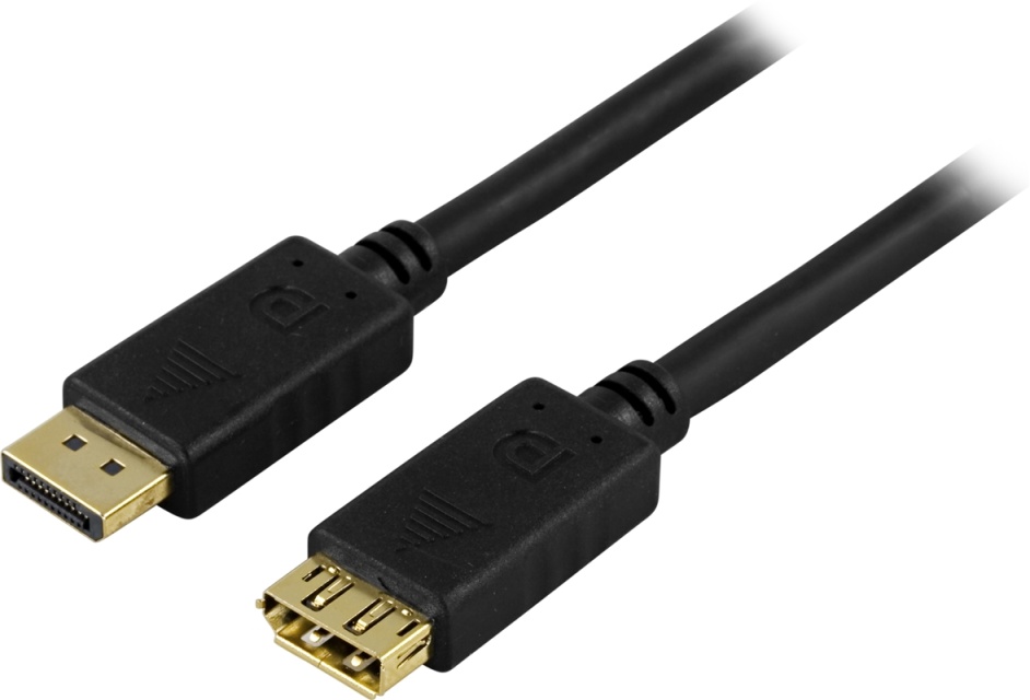 DELTACO DisplayPort extension cable, 20-pin male - male, 1m, black