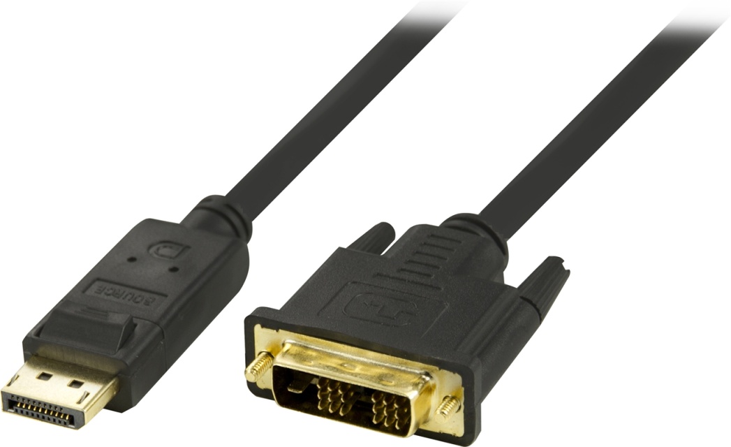 DELTACO DisplayPort to DVI cable, 20-pin male - male, 1m, black
