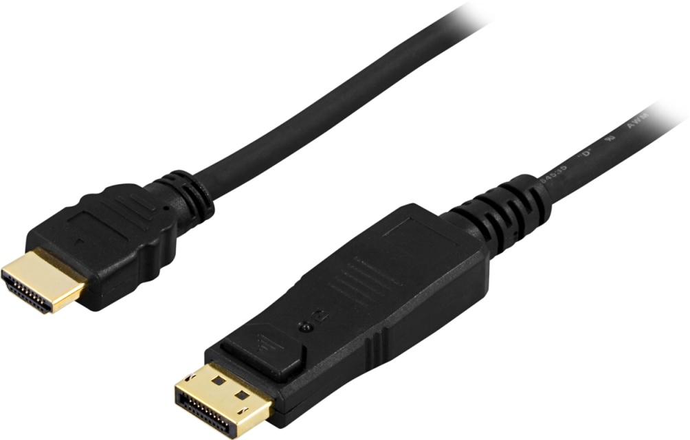DELTACO DisplayPort to HDMI cable, 20-pin male - male, 3m, black