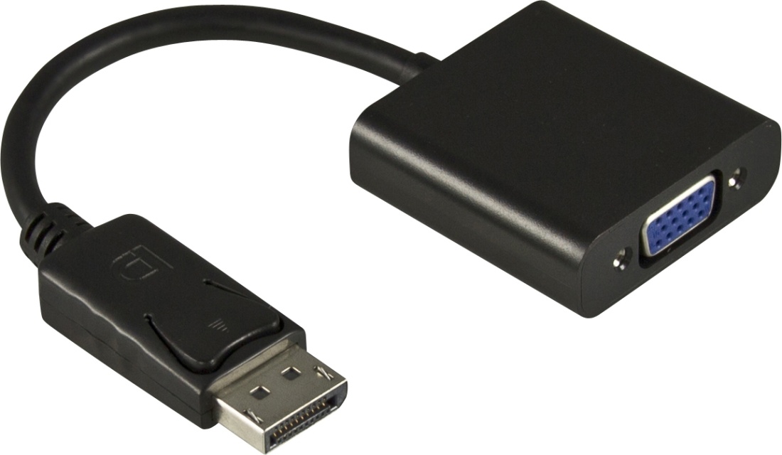 DELTACO DisplayPort to VGA-adapter, Full HD @60Hz, black, 0,2m,