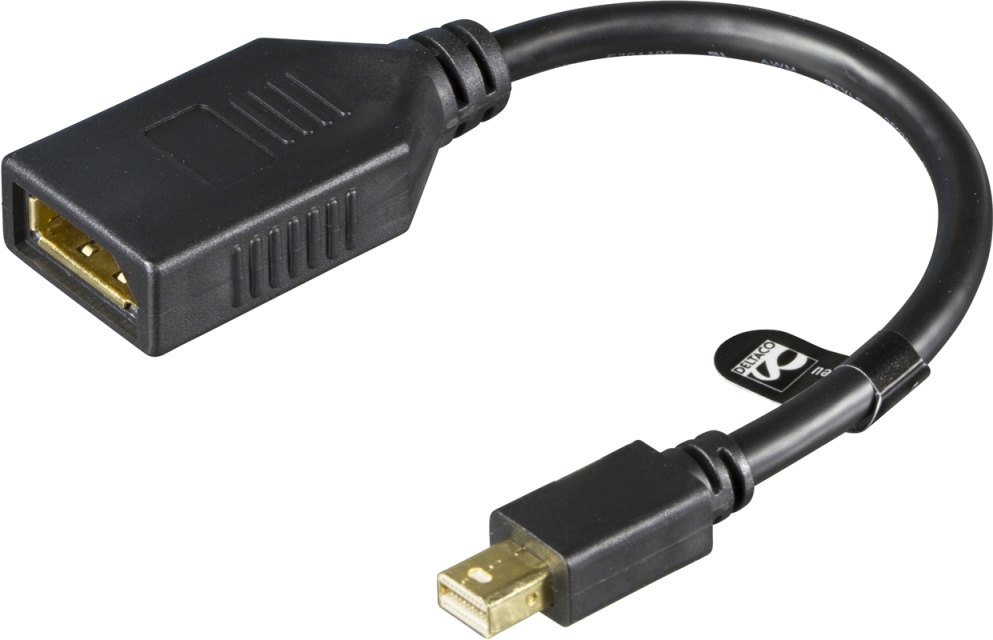 DELTACO Mini DisplayPort to DisplayPort, Ultra HD at 60Hz, 0,2m,