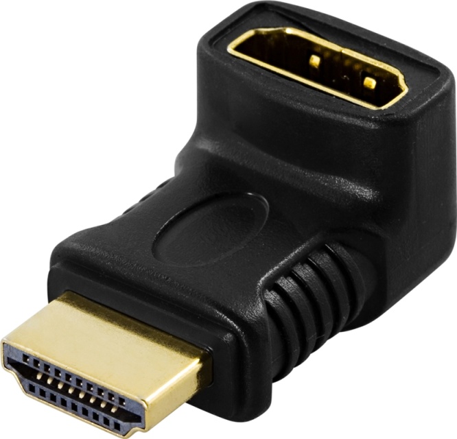 DELTACO HDMI-adapter, 19-pin hane till hona, vinklad