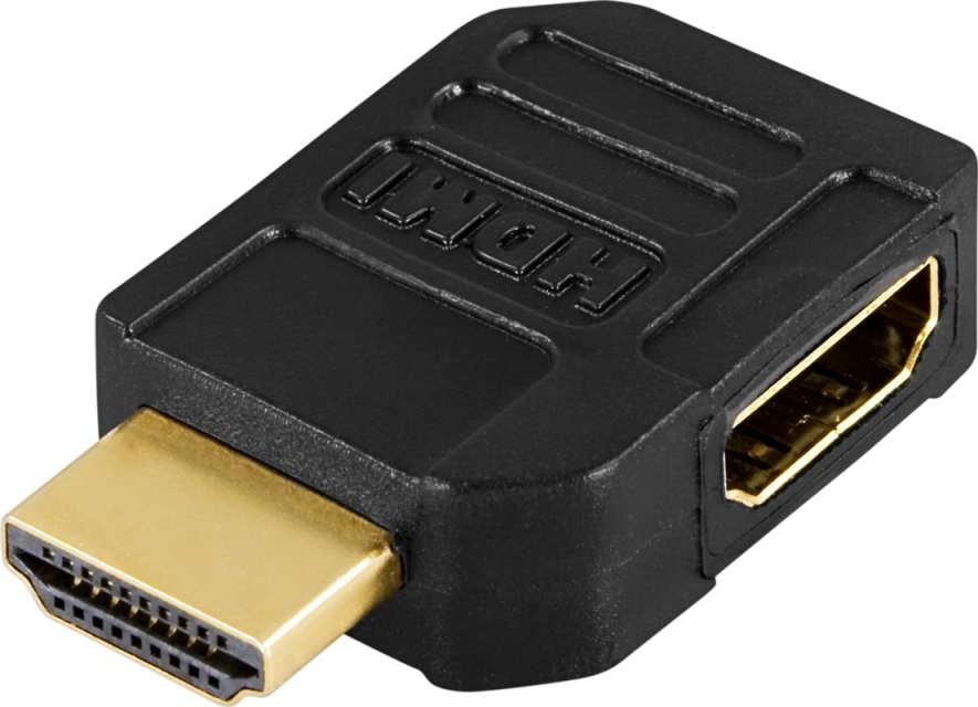 DELTACO HDMI-adapter, 19-pins vrouw naar mannelijk, schuin (HDMI-22)