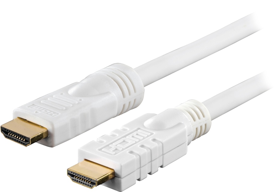 DELTACO active HDMI cable, HDMI High Speed with Ethernet, 20m, white