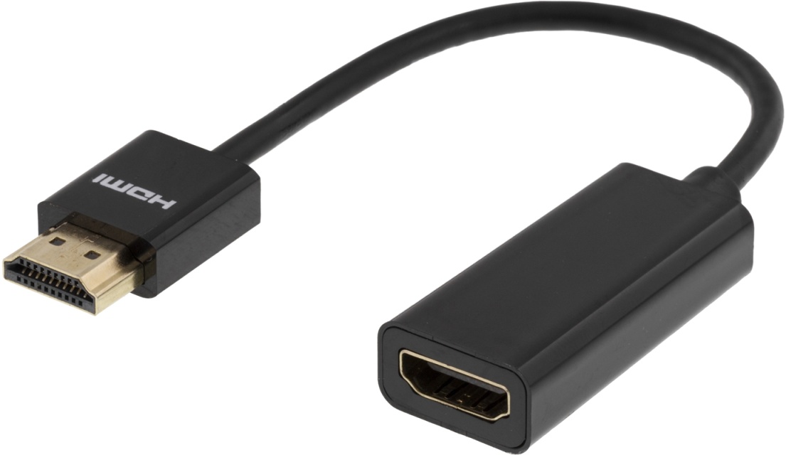 DELTACO dunne HDMI-kabel, 19-pins ha-19-pins ho, 10cm, zwart (HDMI-1088)