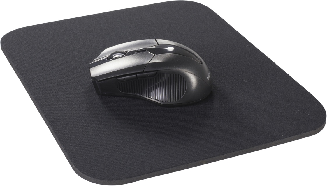 DELTACO musmatta, tygbeklädd gummi, 6mm svart