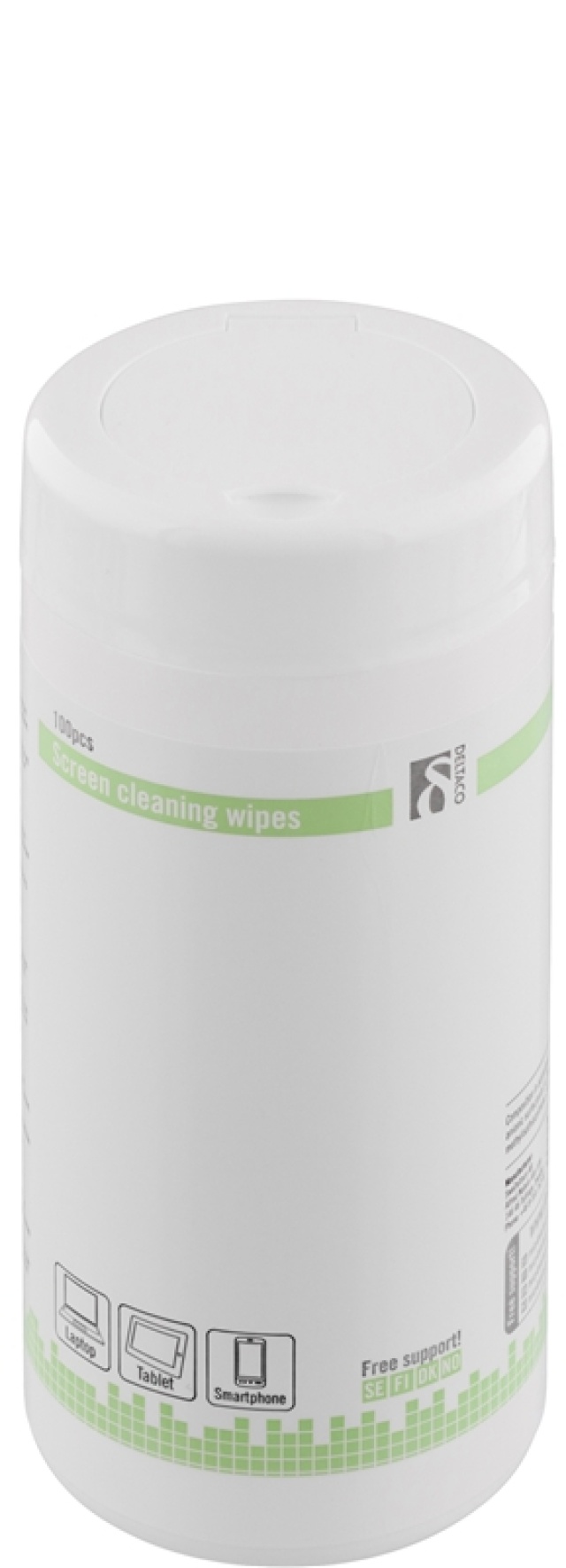 DELTACO våtservetter, för rengöring av skärmar, 100 stora våtserv