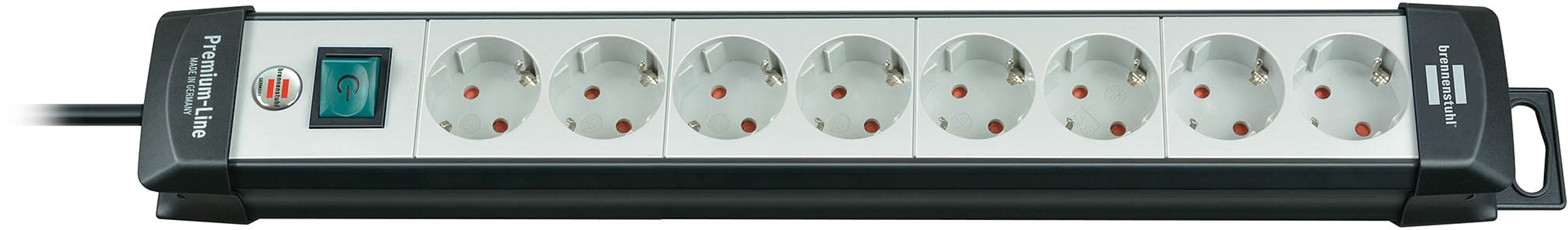 Brennenstuhl grenuttag, 8xCEE 7/4 uttag, 1xCEE 7/7, 5m kabel, sva/grå