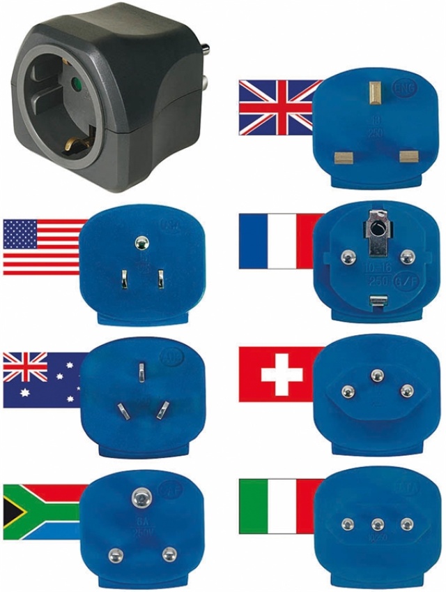 Brennenstuhl reseadapterkit, EU - 150 länder , jordad, petskydd, svar