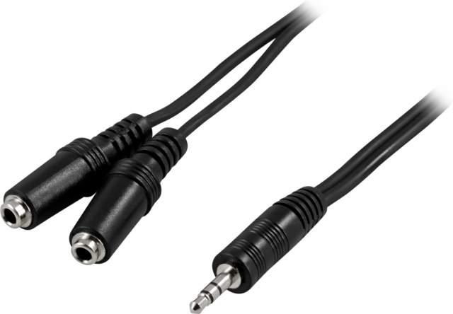 DELTACO Audiokabel, 1x3,5mm ha - 2x3,5mm ho, 1 m (MM-10B)