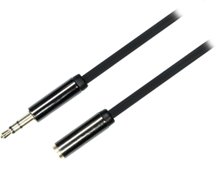 DELTACO ljudkabel, 3,5mm hane till 3,5mm hona, 0,5m, svart