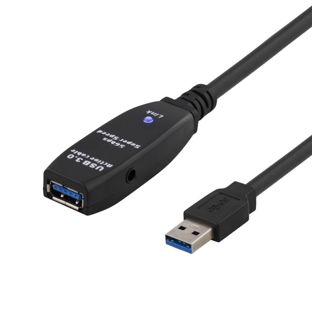DELTACO PRIME aktiv USB 3.0-förlängningskabel, Typ A ha - ho, 5m, bl