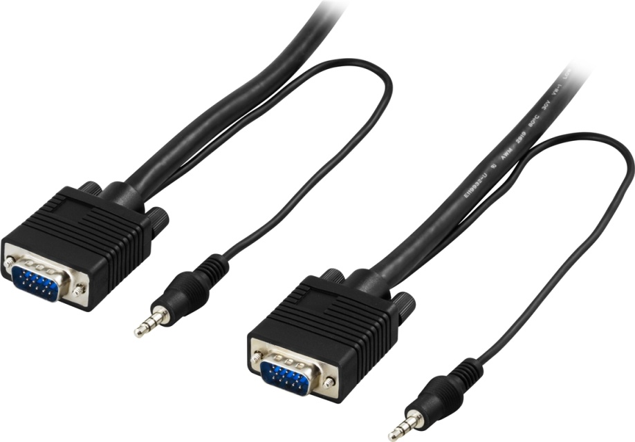 DELTACO monitorkabel RGB HD15ha-ha, utan pin 9, med 3,5mm ljud, 5m