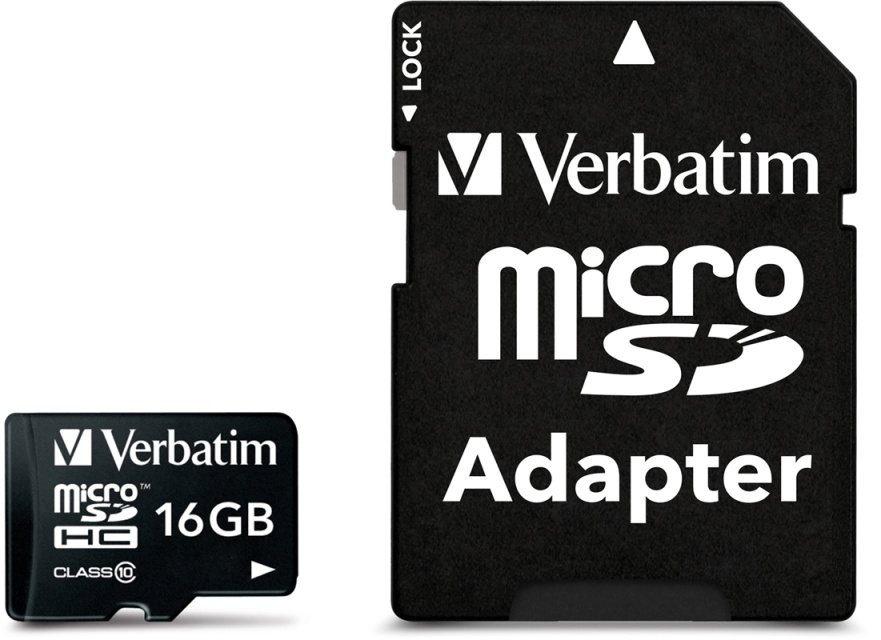 Verbatim microSDHC, 16GB, Klasse 10, inkl adapter (44082)