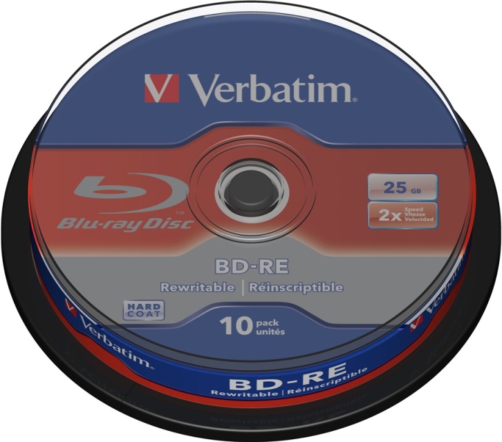 Verbatim BD-RE, 2x, 25GB/200min 10-pack spindel, Hardcoat