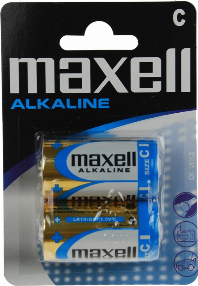 Maxell batterier, C (LR14), Alkaline, 1,5V, 2-pack