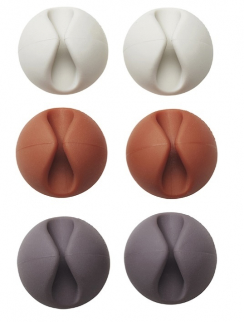 Kabelhouder/Kabelclip, 6-pack (Wit/Bruin/Zwart)