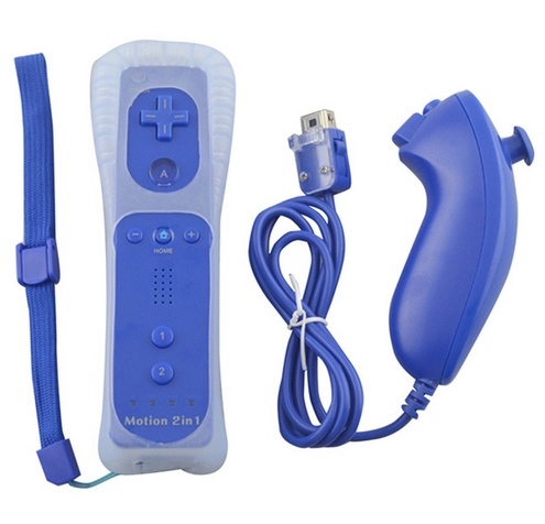 Afstandsbediening Plus + Nunchuck compatibel met Wii Wii U, Donkerblauw