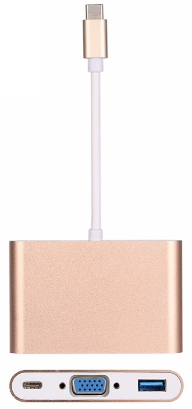USB-C - VGA, multipoortadapter, goud