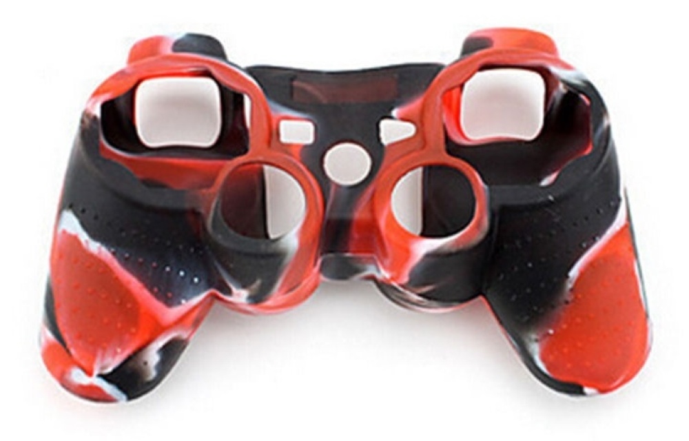 Siliconen grip voor controller, PlayStation 3, Camouflage Rood