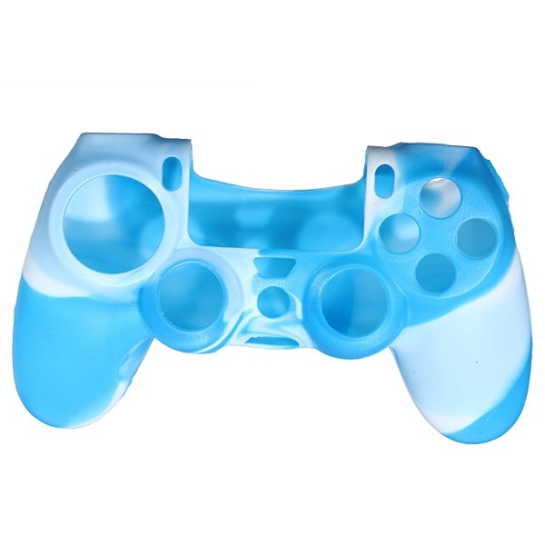 Siliconen handgreep voor Playstation 4, Kamoflage Blauw, Wit