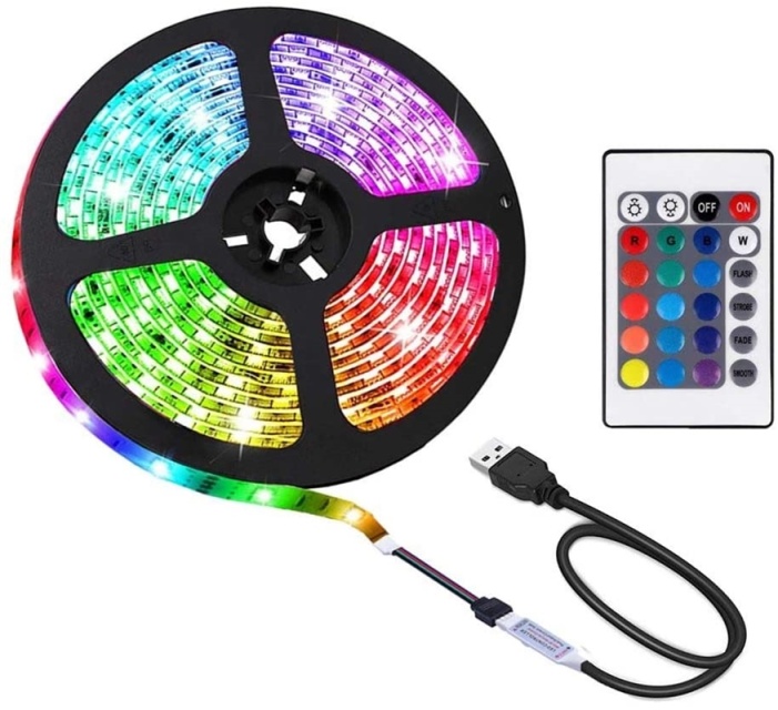 LED Strip, 2 meter, RGB met afstandsbediening, USB