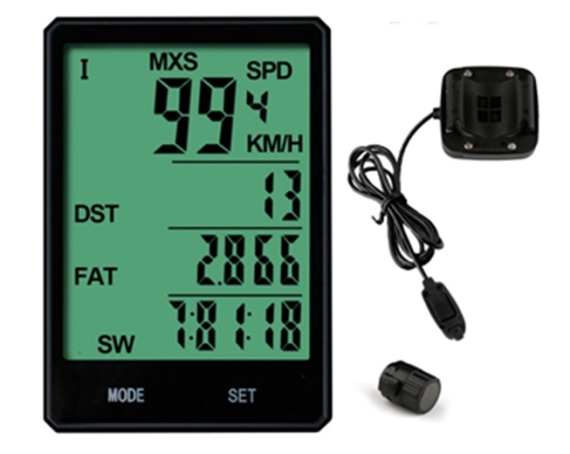 Fietscomputer met LCD-scherm, zwart