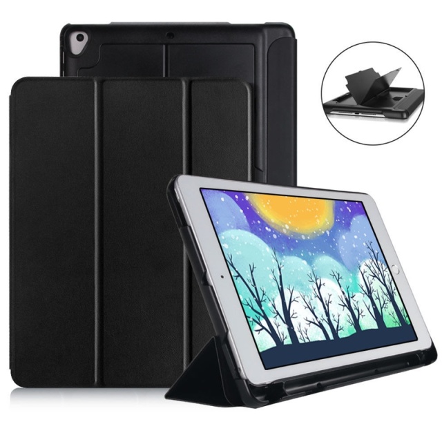 Hoes met opbergvak, USB-kabel Apple iPad 9.7" 2017, 2018, Zwart