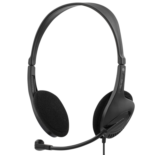 DELTACO headset, utanpåliggande, 32 Ohm, 2,5 m kabel, svart