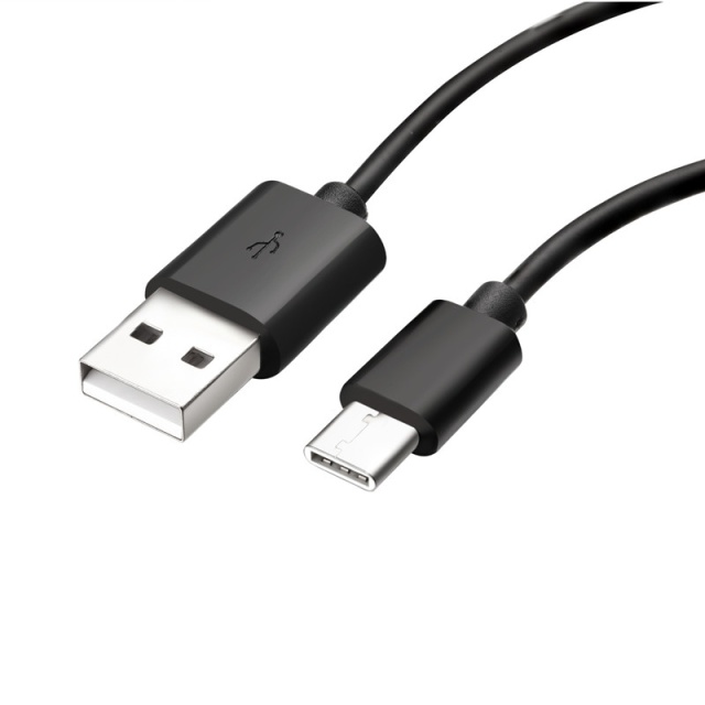USB-kabel, USB A male naar Type C, 1 meter, Zwart