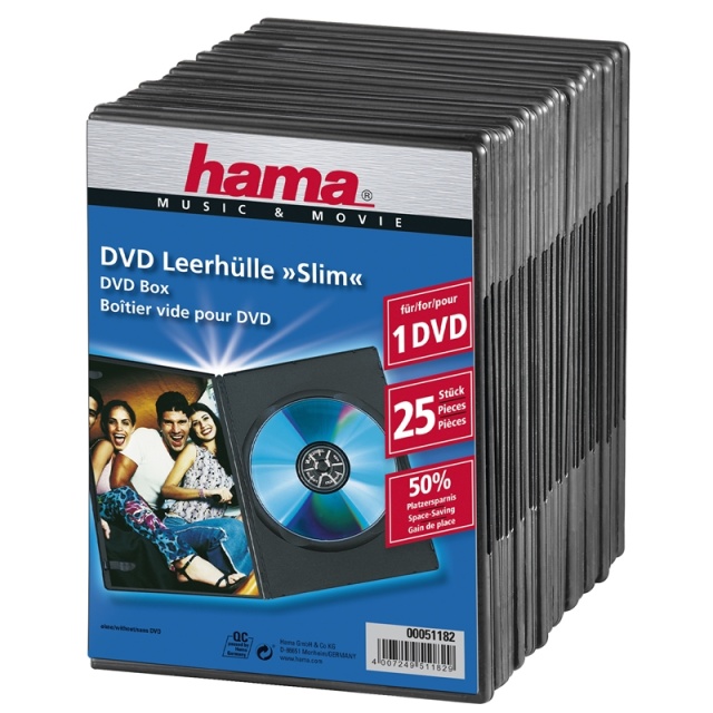 HAMA Slim DVD Jewel Case, pack of 25, black