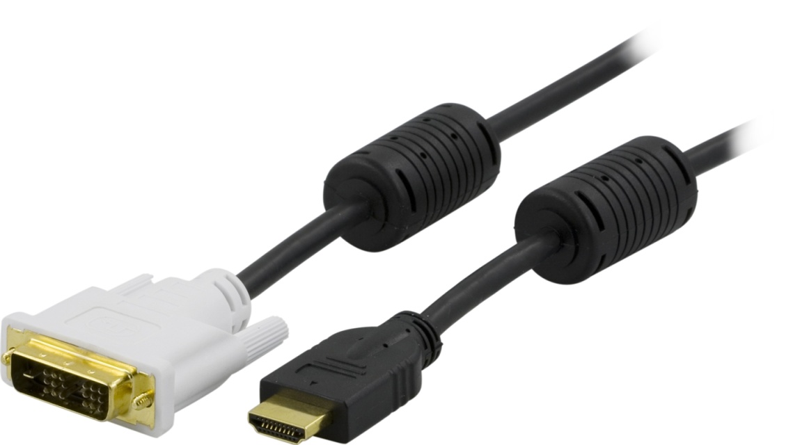 DELTACO HDMI to DVI-cable, Full HD @60Hz, 3m, black/white