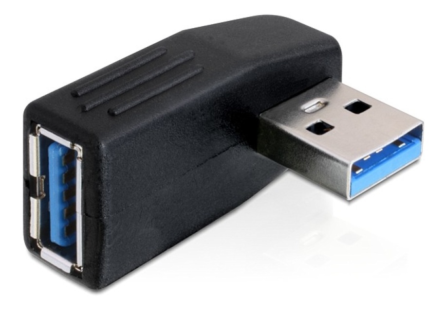 DeLOCK USB 3.0 adapter, angled 90° horizontal, male-female, black