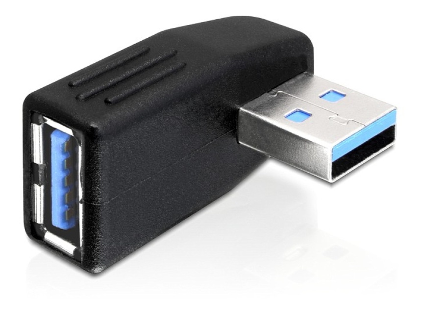 DeLOCK USB 3.0 adapter, angled 270° horizontal, male-female, black