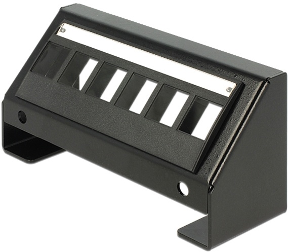 DeLOCK Keystone panel, 6-portar, 45° vinkel på portarna, metall, sva