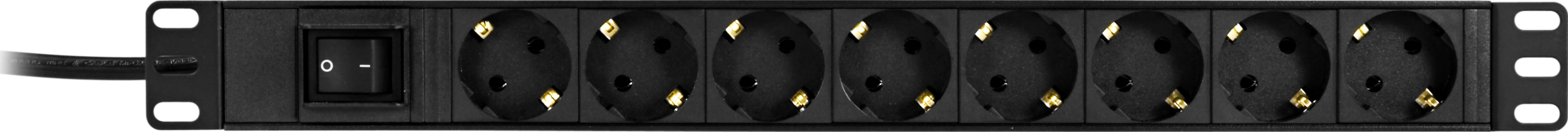 DELTACO Grenuttag, 8xCEE 7/4, 1xCEE 7/7, brytare, 3m kabel, svart