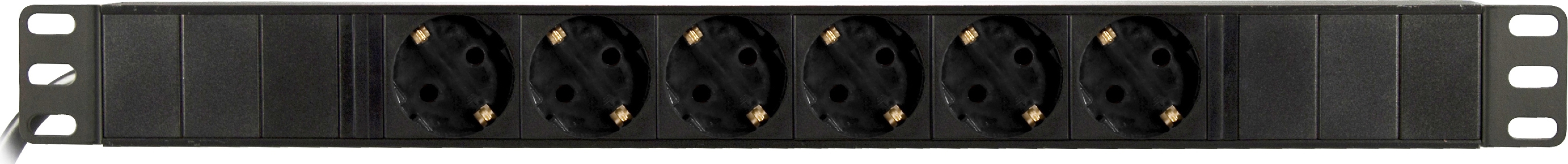 DELTACO contactdoos met 6xCEE 7/4 aansluiting, 1xCEE 7/7, afdekbeveiliging, zwart