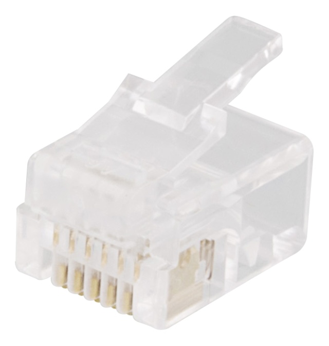 DELTACO Modular connector RJ12, 6P6C, 20-pack, transparent