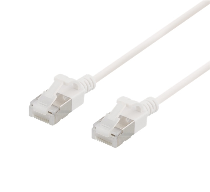 DELTACO U/FTP Cat6a patch cable, slim, 3,8mm in diameter, 3m, white
