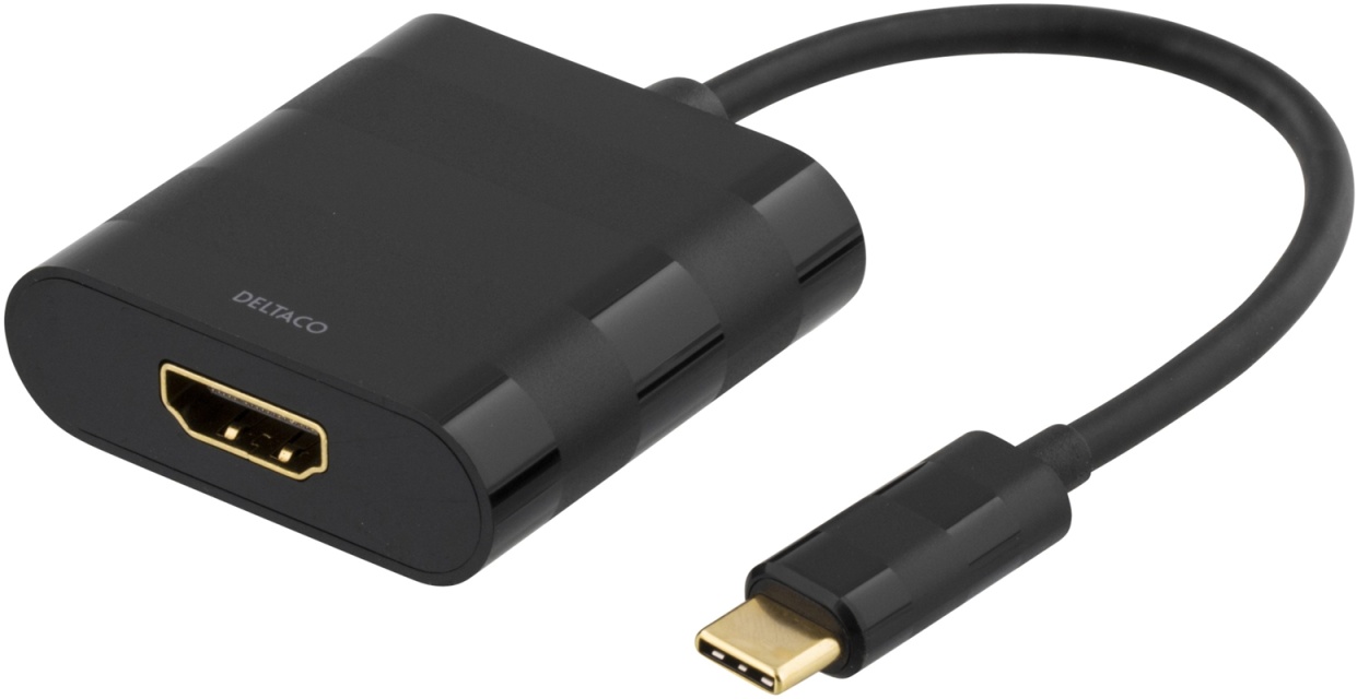 DELTACO USB-C to HDMI adapter, USB type C male - HDMI female, black