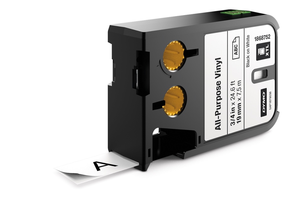 DYMO XTL All-Purpose Vinyl Labels, 19mm, black on white