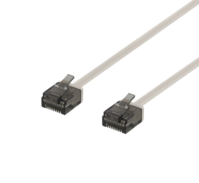 DELTACO U/UTP Cat6a patch cable, flat, 3m, 1mm thick, gray