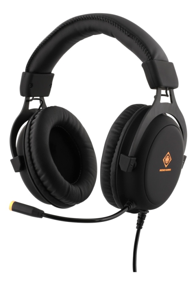 DELTACO GAMING Stereoheadset för gaming, 57mm element, LED-belysning, svart