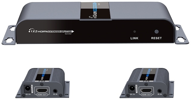 1X2 HDMI Extender Splitter over CAT6/6a/7 40m met IR pass-back