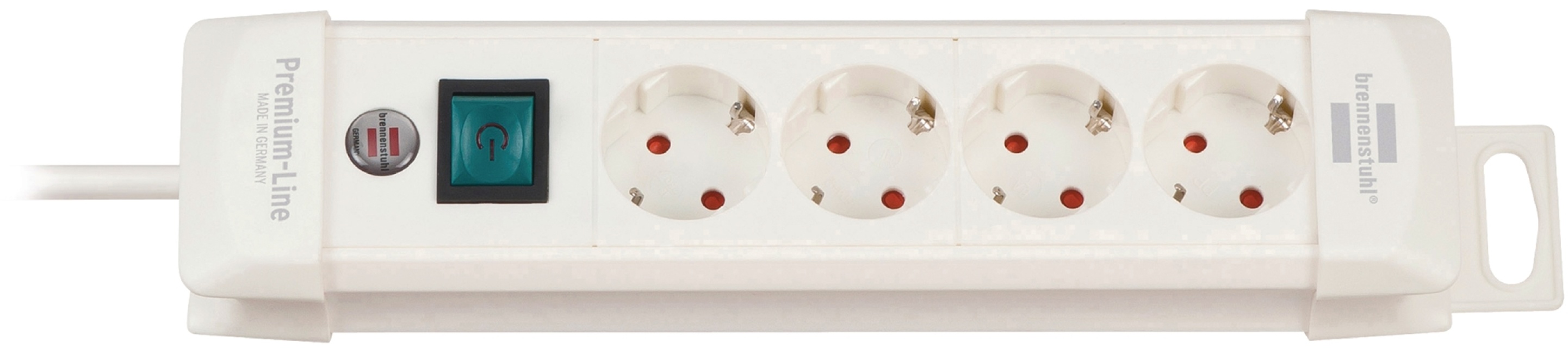 brennenstuhl Premium-Line, 4-voudige stekkerdoos (stekkerdoos met schakelaar en 1,8 m kabel - 45° hoek van de veiligheidscontactdozen, Made in Germany) wit TYPE F