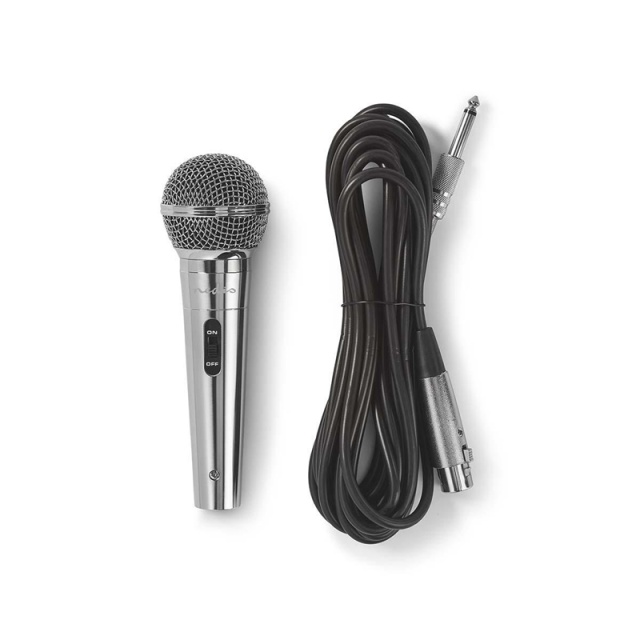 Nedis Bedrade Microfoon | Cardioïde | Afneembare Kabel | 5.00 m | 80 Hz - 13 kHz | 600 Ohm | -72 dB | Aan/uit knop | Metaal | Zilver